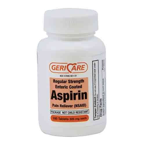Code 1 Supply GeriCare Aspirin 325mg EC Tablets (Bottle of 100)