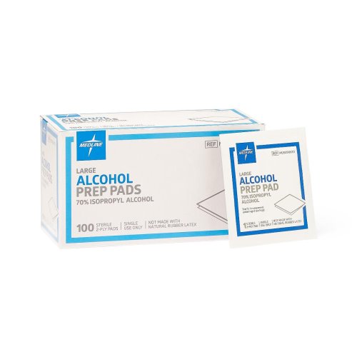 Code 1 Supply Medline MDS090670 Alcohol Prep Pads Large 2-Ply Sterile (Box of 100)