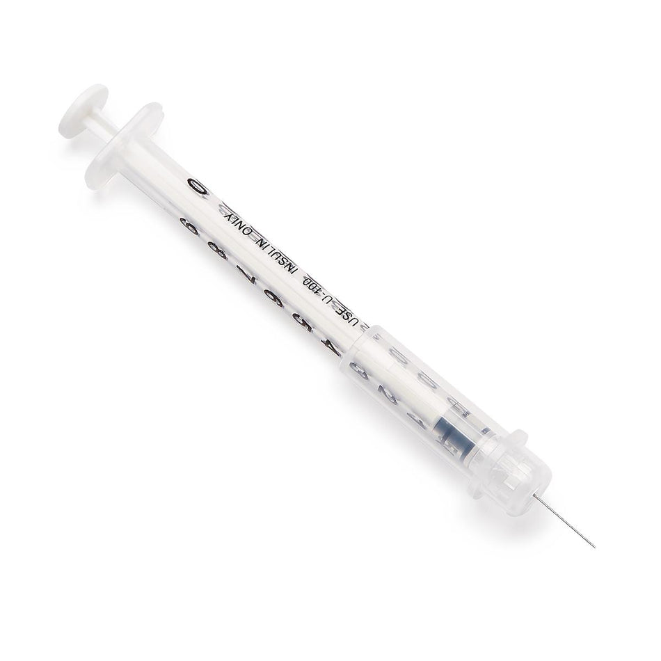 Code 1 Supply Safety Syringes w Needles Insulin 1ml 29g x 0.5 in. Medline Brand (Box of 100)