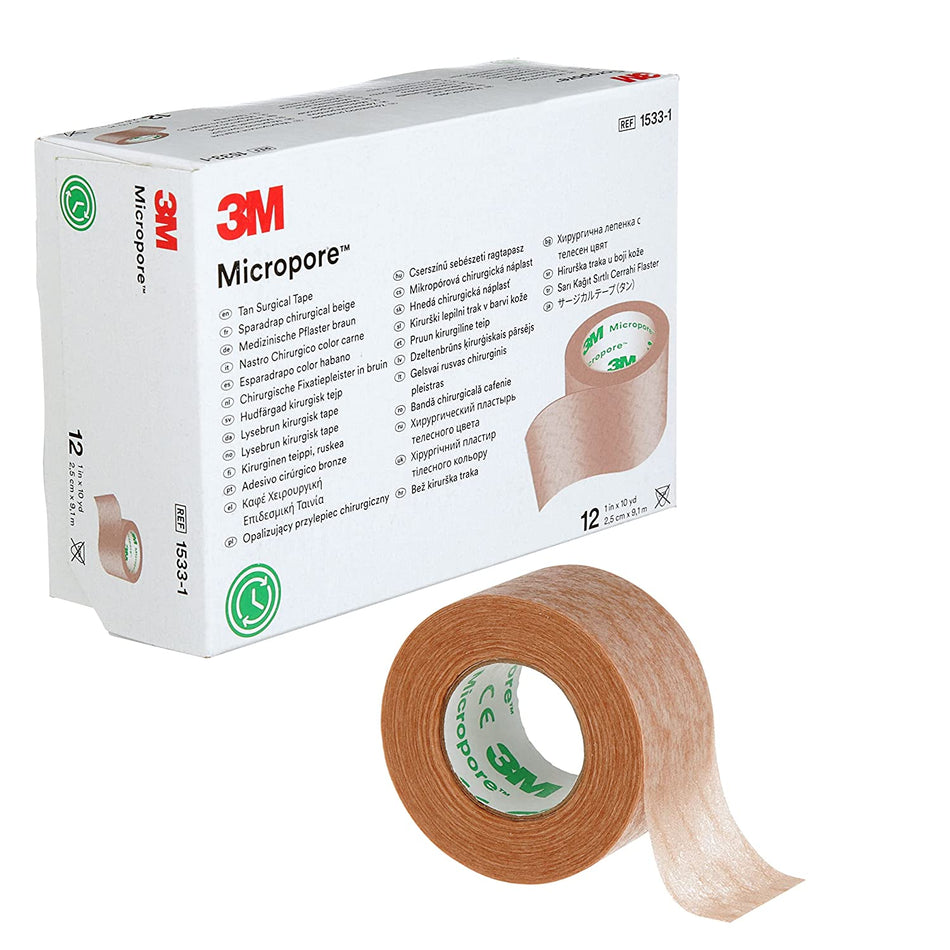Code 1 Supply 3M 1533-1 Micropore Tape 1 in. x 10 yd. Tan (One Roll)