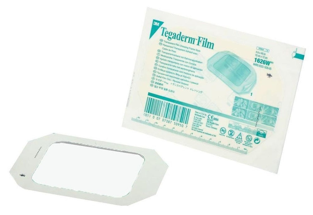 Code 1 Supply 3M 1626W Tegaderm Transparent Film Dressing 4 in. x 4Â¾ in. (Box of 50)