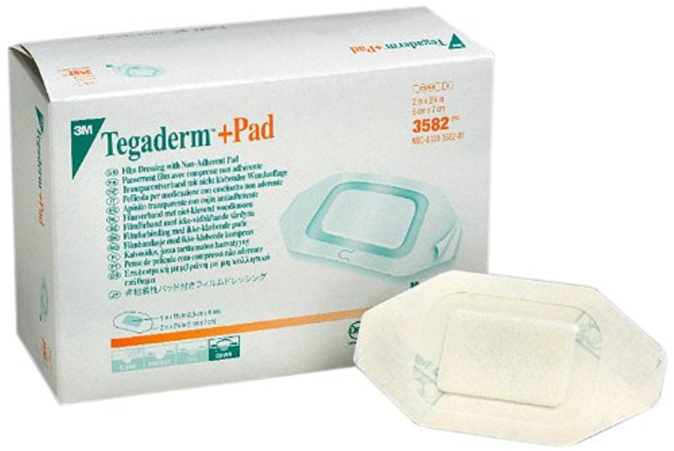 Code 1 Supply 3M 3582 Tegaderm+Pad Transparent Film Dressings 2 in. x 2-Â¾ in. (Each)