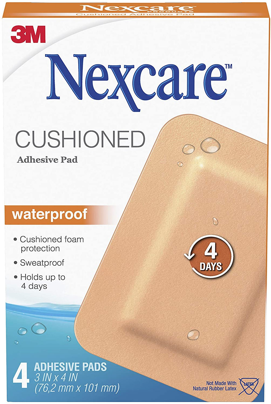 Code 1 Supply 3M AWP34 Nexcare Absolute Waterproof Adhesive Gauze Pad 3 in. x 4 in. (Each)