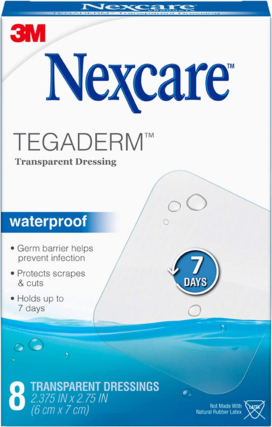 Code 1 Supply 3M H1624 Nexcare Tegaderm Waterproof Transparent Dressing 2 3/8 in. x 2 3/4 in. (Box of 8)