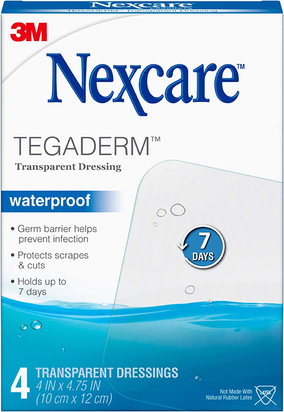 Code 1 Supply 3M H1626 Nexcare Tegaderm Waterproof Transparent Dressing 4 in. x 4 3/4 in. (Box of 4)