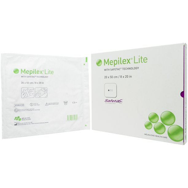 Code 1 Supply Molnlycke 284599 Mepilex Lite Silicone Foam Dressing Without Border 8 In. x 20 In. (Each)