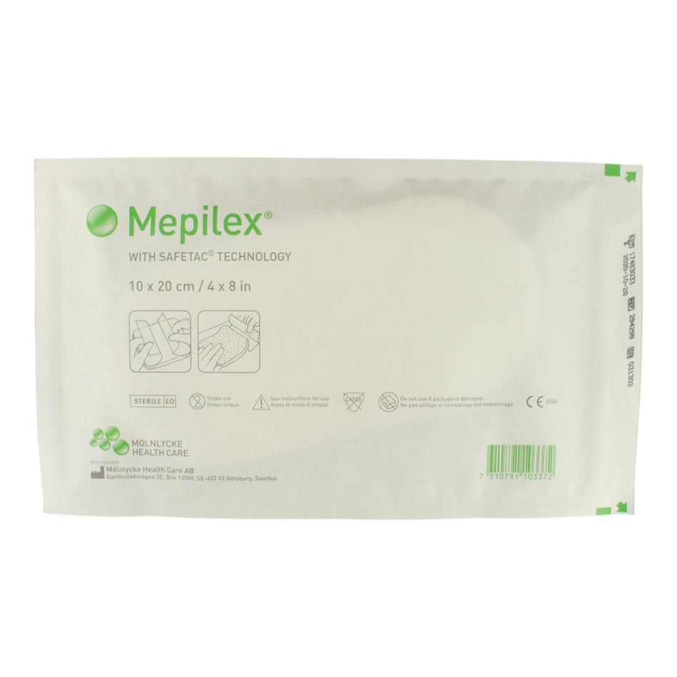 Code 1 Supply Molnlycke 294299 Mepilex Silicone Foam Dressing Without Border 4 in. x 8 in. (Each)