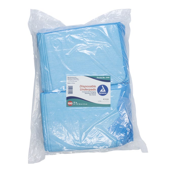 Code 1 Supply Disposable Underpads - 23 X 24 (31 G) - Case of 200 underpads