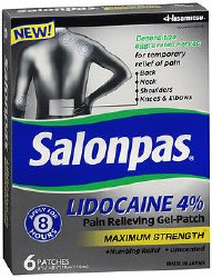 Code 1 Supply Topical Pain Relief Salonpas® 4% Strength Lidocaine Patch-(6 patches per Box)