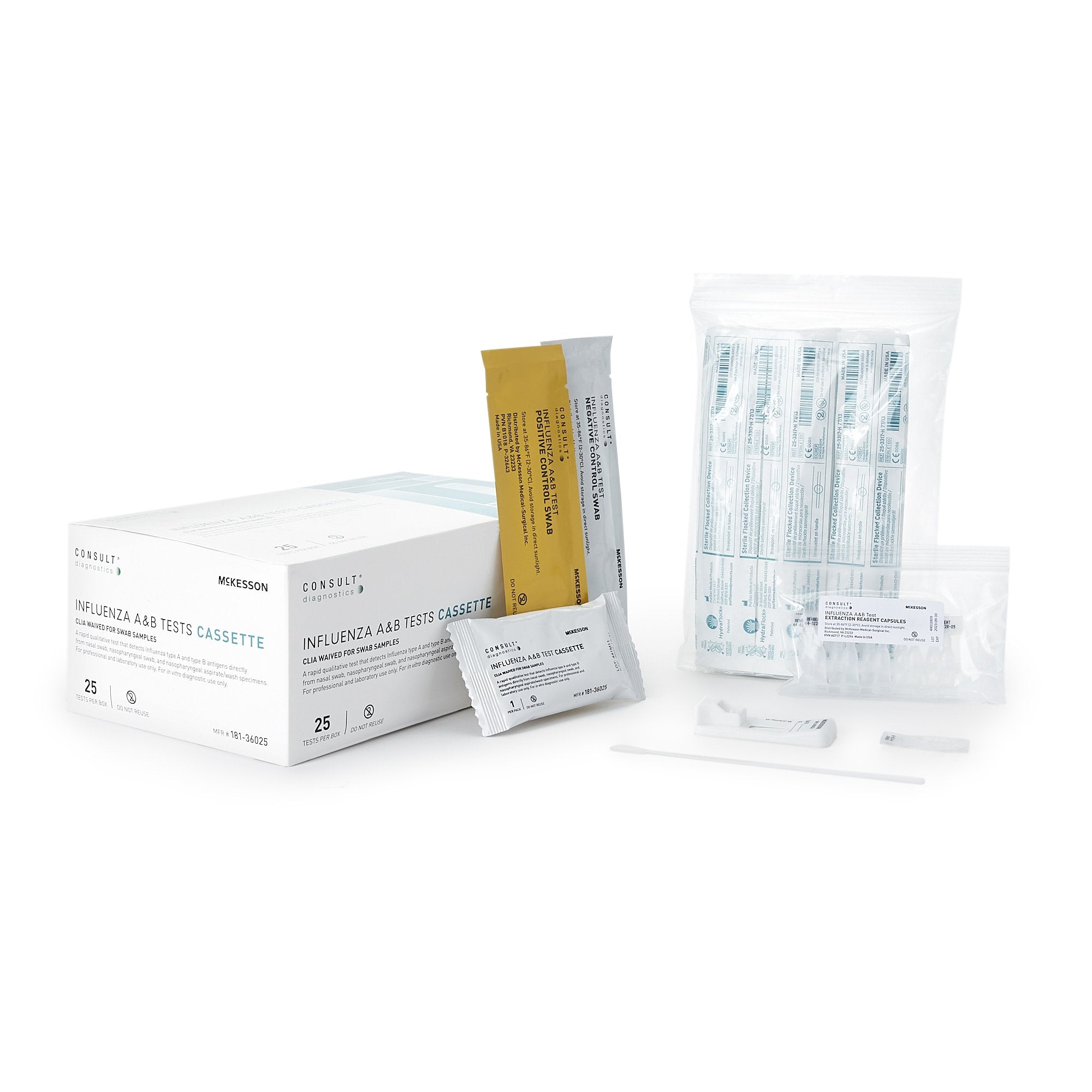 Code 1 Supply McKesson Consult™ Infectious Disease Immunoassay Influenza A + B Nasal Swab -25 Tests