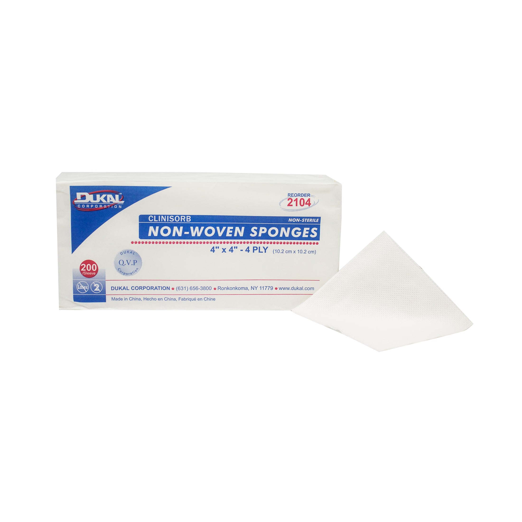 Code 1 Supply Clinisorb Non-Woven Sponges 4" x 4" 4-Ply, Non-Sterile- (200 per Bag)