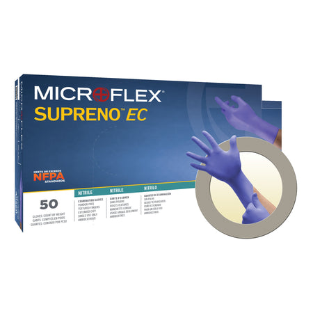 Code 1 Supply Exam Glove Supreno® EC X- Large NonSterile Nitrile Extended Cuff Length - (50 per Box)