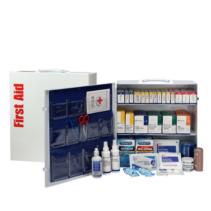 Code 1 Supply 3 Shelf First Aid Cabinet With Medications, ANSI Compliant