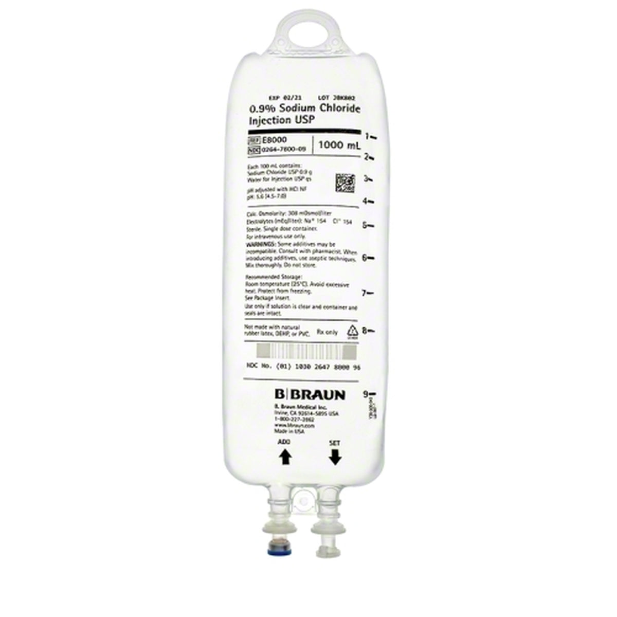 Code 1 Supply Sodium Chloride, Preservative Free 0.9% IV Solution Flexible Bag 500 mL