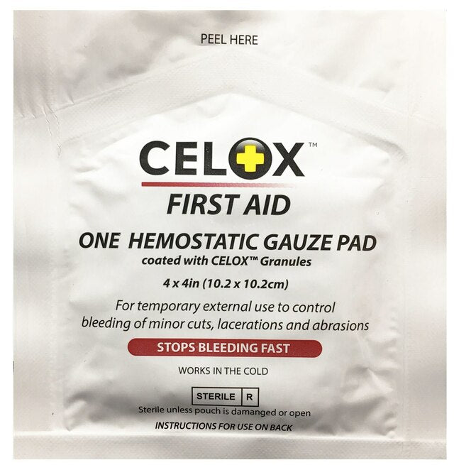 Code 1 Supply Celox Hemostatic Gauze 4x4- 2 Pads per Pouch