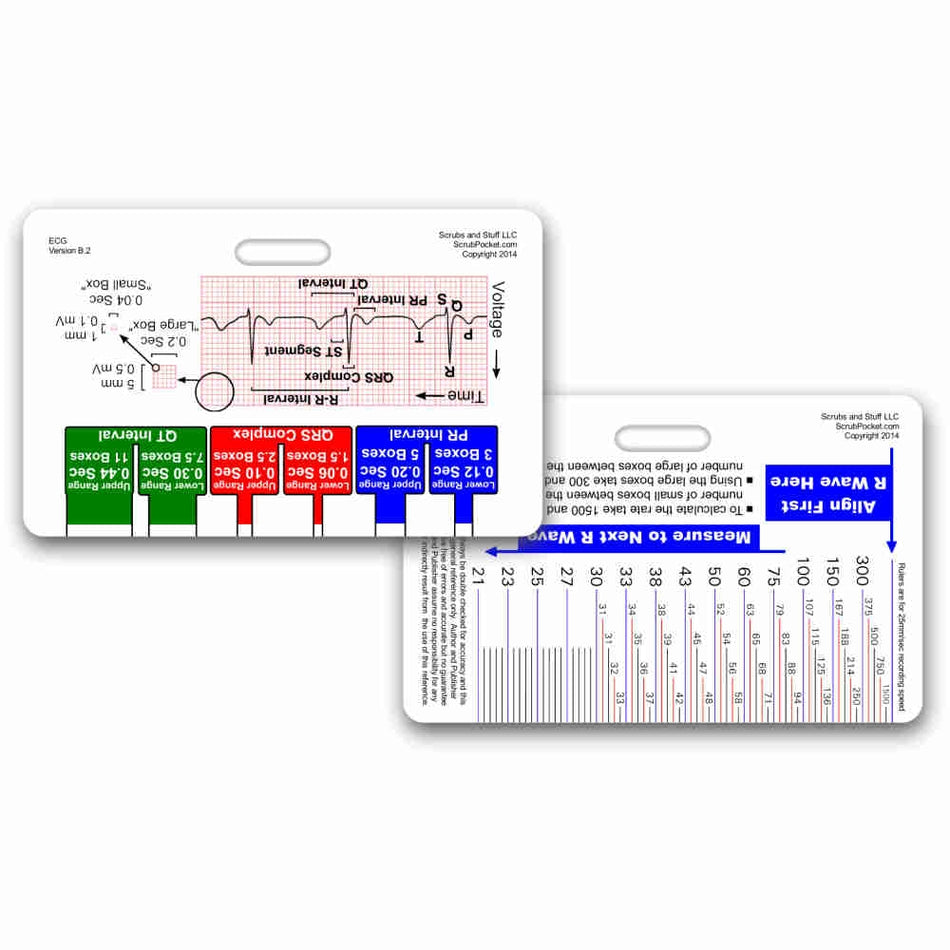 Code 1 Supply ECG Ruler & Diagram Badge Reference Card - HORIZONTAL