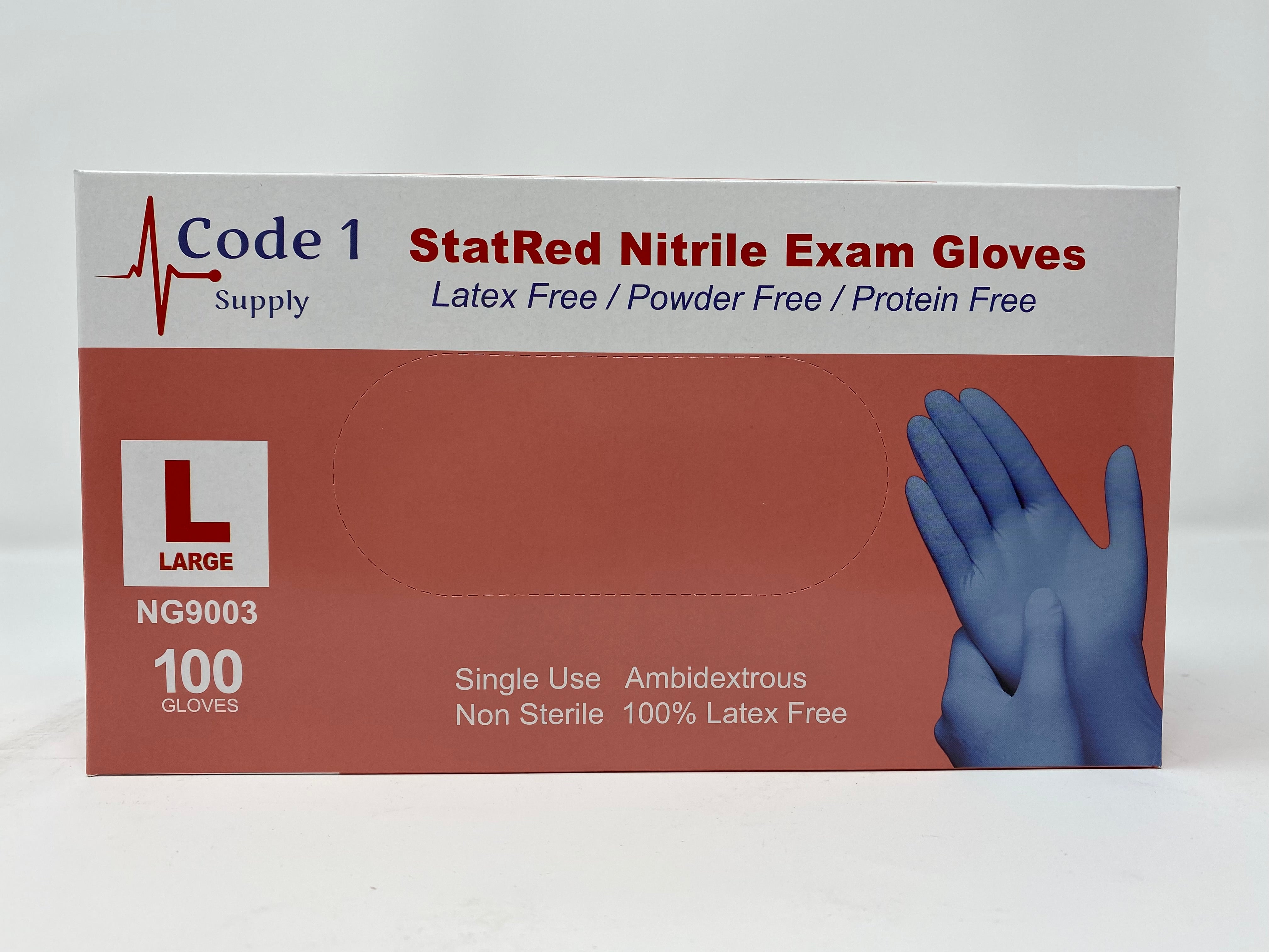 Code 1 Supply StatRed™ Nitrile Exam Gloves (Case of 10 Boxes)