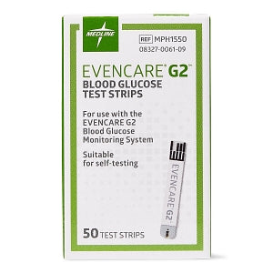 Code 1 Supply Glucose Test Strips for EVENCARE G2 Meters-50 per Box