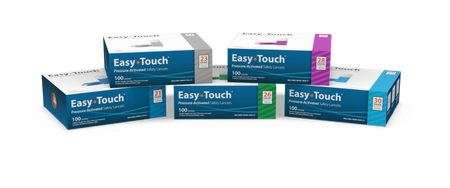 Code 1 Supply EasyTouch® Pressure-Activated Safety Lancets-23Gx2.2mm-Gray-Box of 100