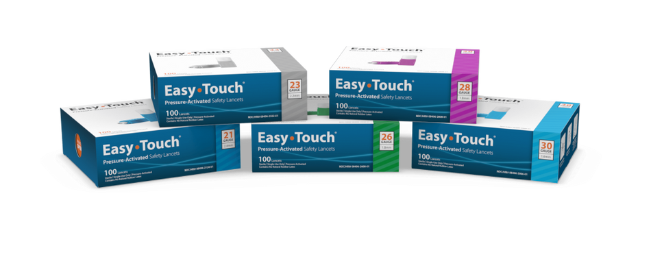 Code 1 Supply EasyTouch® Pressure-Activated Safety Lancets-23Gx2.2mm-Gray-Box of 100