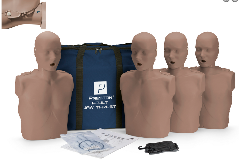 Code 1 Supply PRESTAN ADULT Jaw Thrust Manikin w/CPR Feedback, 4-Pack (Medium Skin)