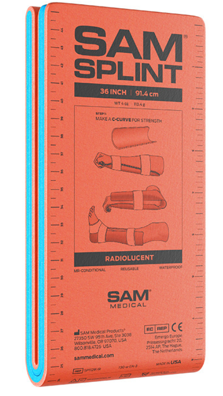 Code 1 Supply SAM Splint, Wrist Flatfold, Orange and Blue, 9in x 4.25in