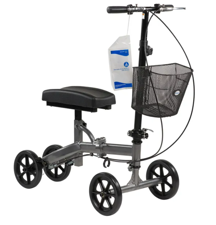 Code 1 Supply Steerable Knee Walker With Basket - Compact