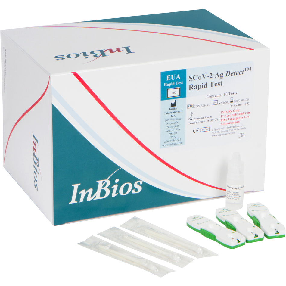 Code 1 Supply InBios SCoV-2 Ag Detect™ COVID-19 Shallow Nasal Rapid Antigen Test Kit (20)