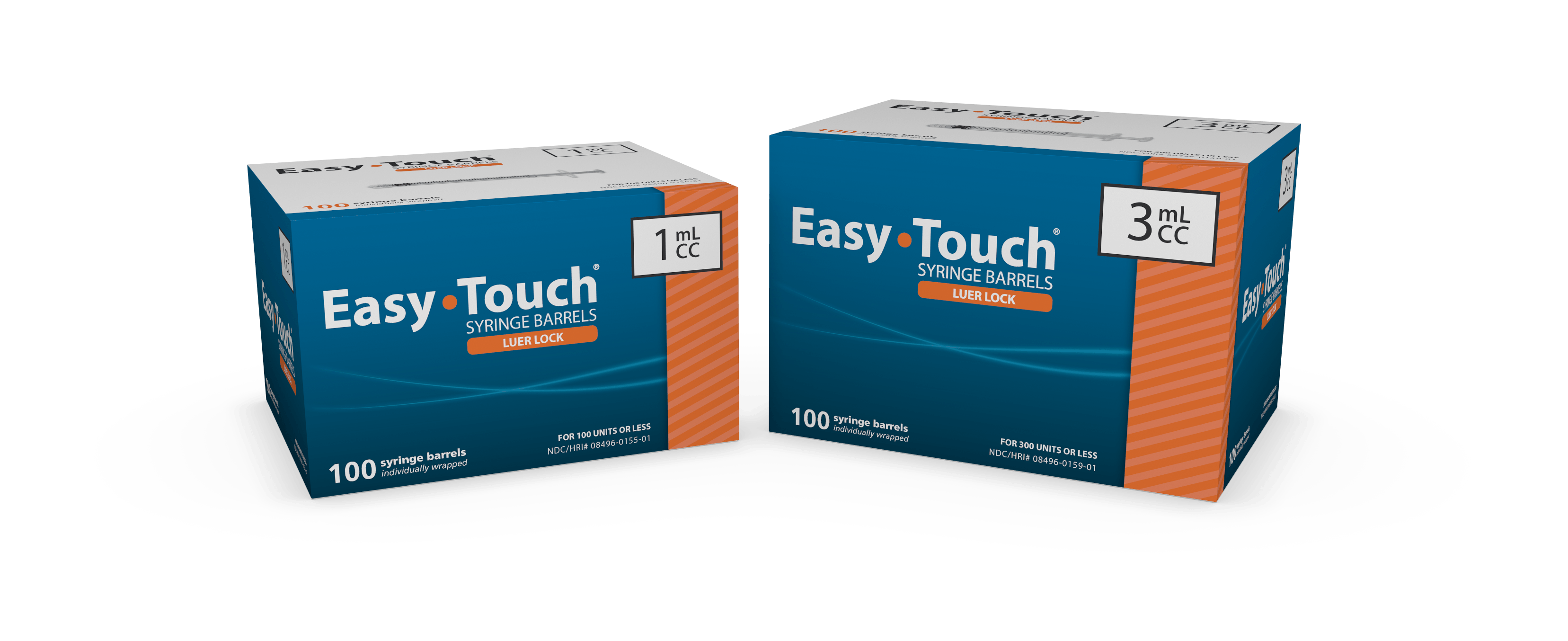 Code 1 Supply EasyTouch Syringe Luer Lock Barrels 3mL- Box of 100