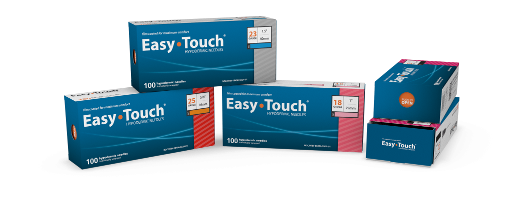 Code 1 Supply EasyTouch Hypodermic Needle 21Gx1in-Blue- Box of 100