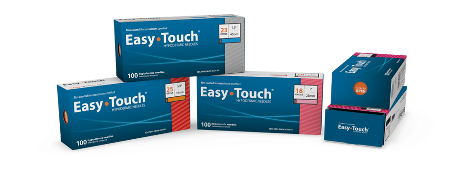 Code 1 Supply EasyTouch Hypodermic Needle 21Gx1in-Blue- Box of 100