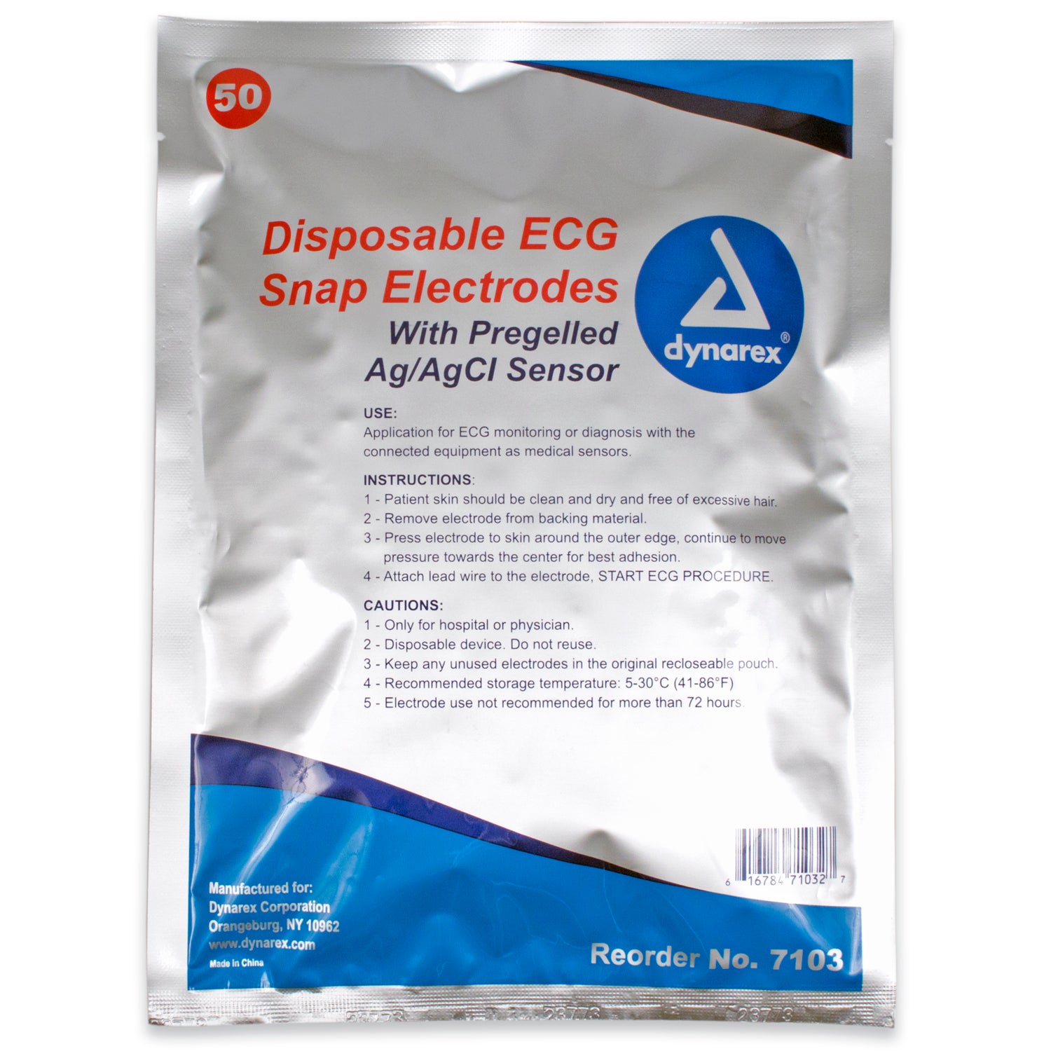 Code 1 Supply ECG Snap Electrode - 50mm X 55mm - Adult - 50 per pouch / 12 pouches per box