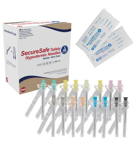 Code 1 Supply SecureSafe Safety Hypodermic Needles-25G x1 1/2"-Box of 100