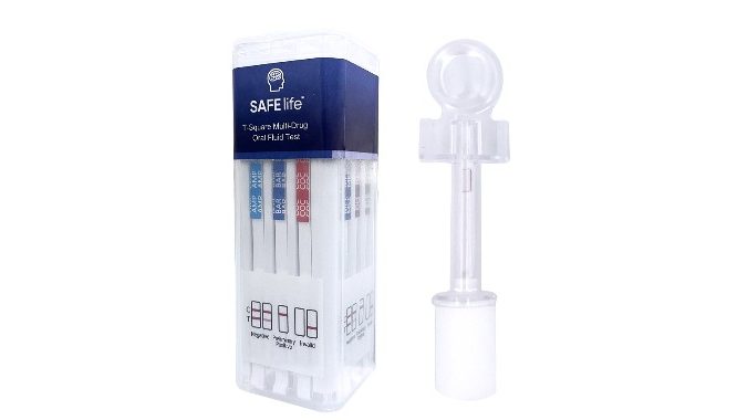 Code 1 Supply Saliva 5-Panel Drug Test-T-Square with indicator; AMP, COC, MET, OPI, THC- Box of 25